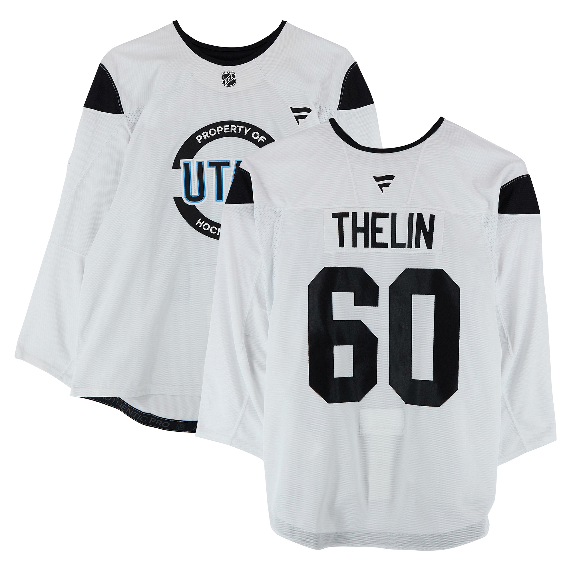 Melker Thelin Utah Hockey Club Practice-Used #60 White Jersey from the 2024-25 NHL Season