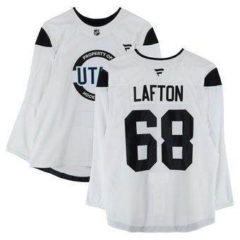 Ludvig Lafton Utah Hockey Club Practice-Used #68 White Jersey from the 2024-25 NHL Season