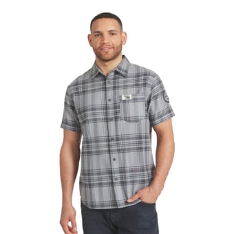 Men's Darius Rucker Collection by Fanatics Gray Pittsburgh Steelers Woven Short Sleeve Button-Up Shirt