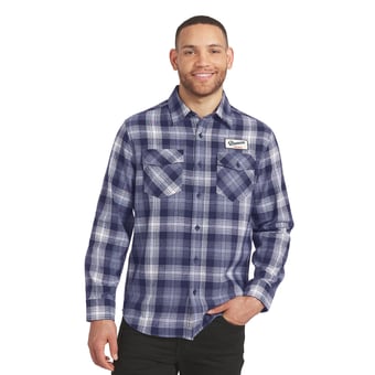 Men's Darius Rucker Collection by Fanatics  Navy Denver Broncos Plaid Button-Up Flannel Shirt