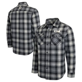 Men's Darius Rucker Collection by Fanatics  Black Pittsburgh Steelers Plaid Button-Up Flannel Shirt