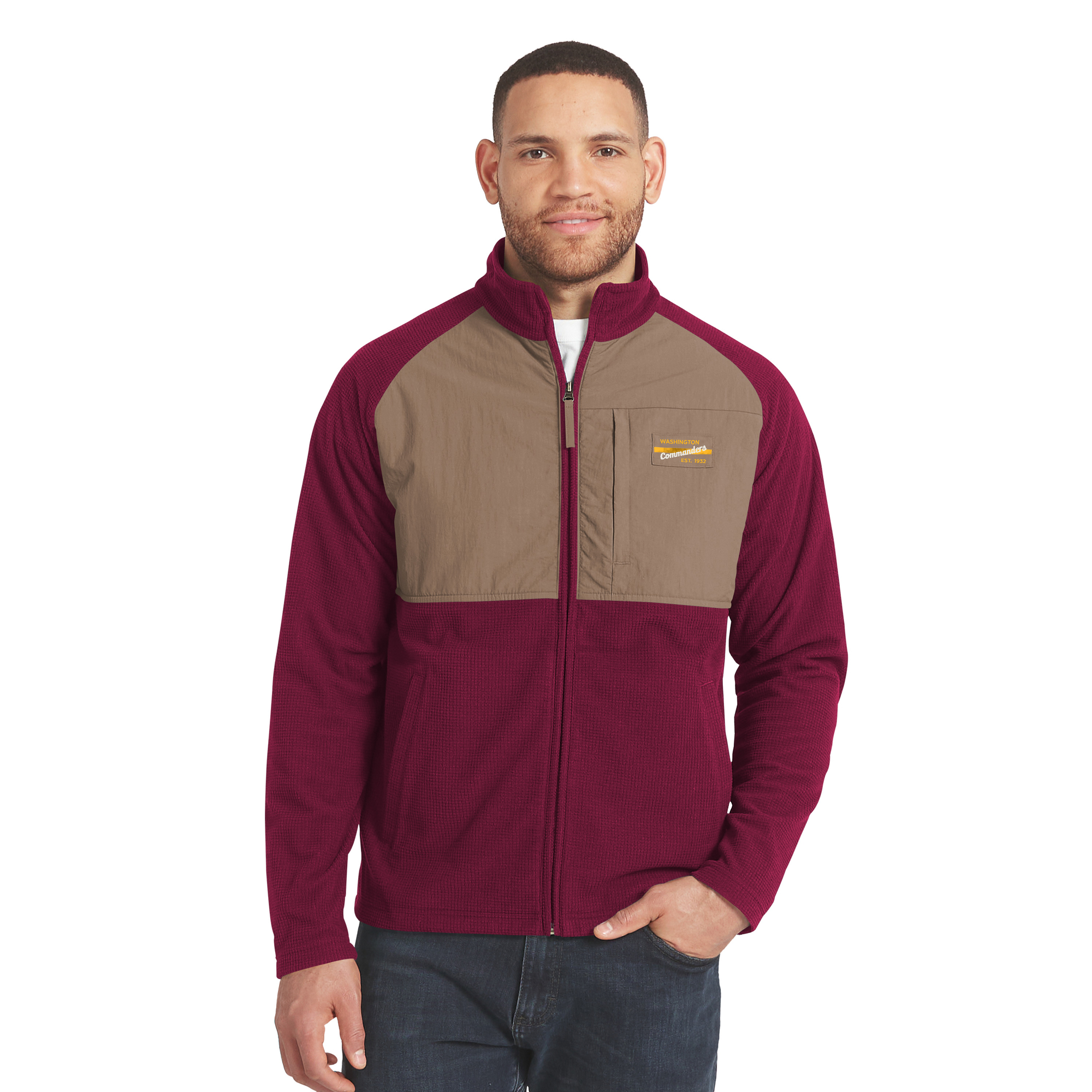 Darius Rucker Collection By Fanatics Men's Burgundy/Tan Washington Commanders Full-Zip Raglan Jacket - Burgundy, Tan