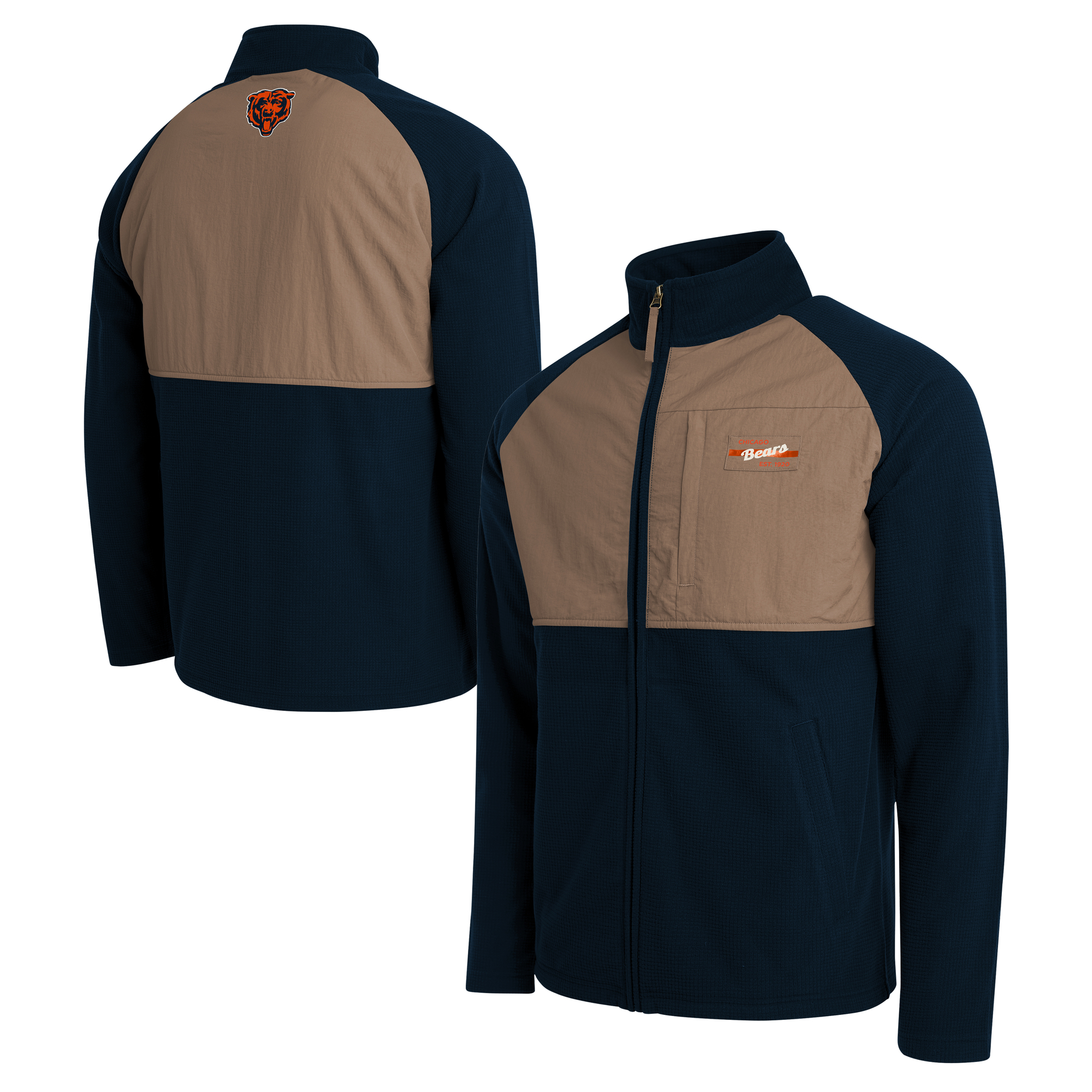 Darius Rucker Collection By Fanatics Men's Navy/Tan Chicago Bears Full-Zip Raglan Jacket - Navy, Tan