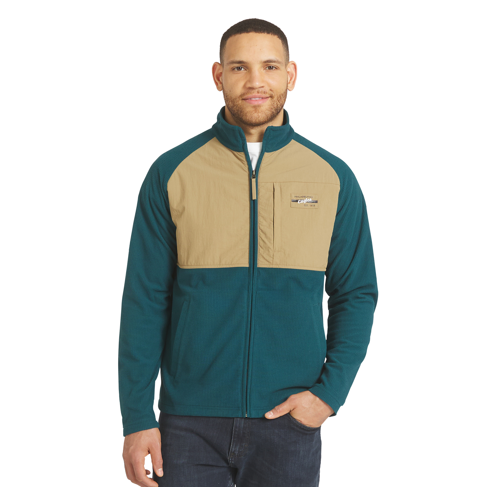 Men's Darius Rucker Collection by Fanatics  Midnight Green/Tan Philadelphia Eagles Full-Zip Raglan Jacket