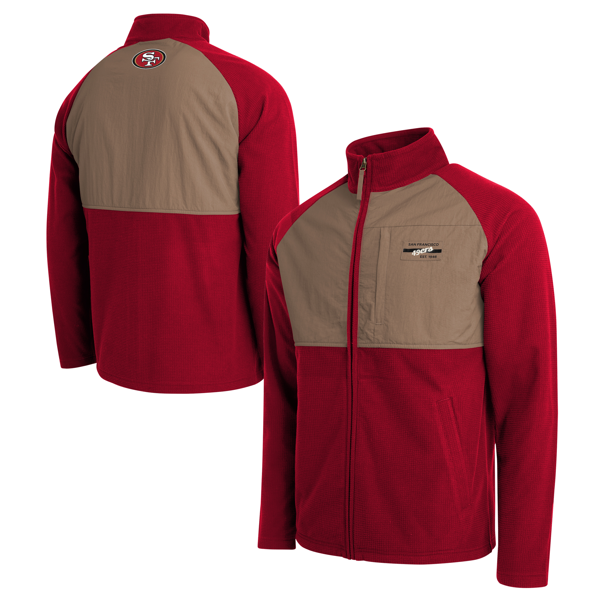Darius Rucker Collection By Fanatics Men's Scarlet/Tan San Francisco 49ers Full-Zip Raglan Jacket - Scarlet, Tan