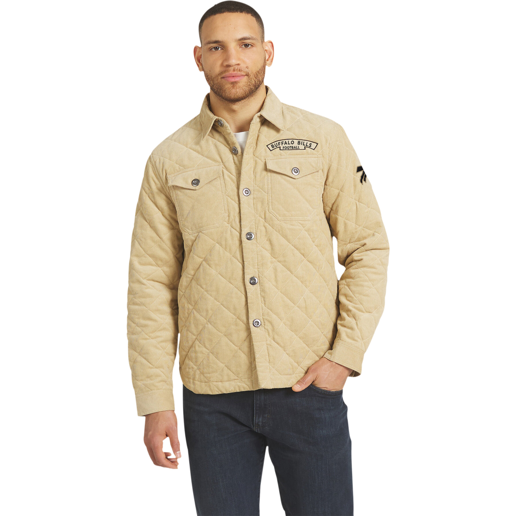 Men's Darius Rucker Collection by Fanatics Tan Buffalo Bills Button-Up Thin-Wale Corduroy Shacket