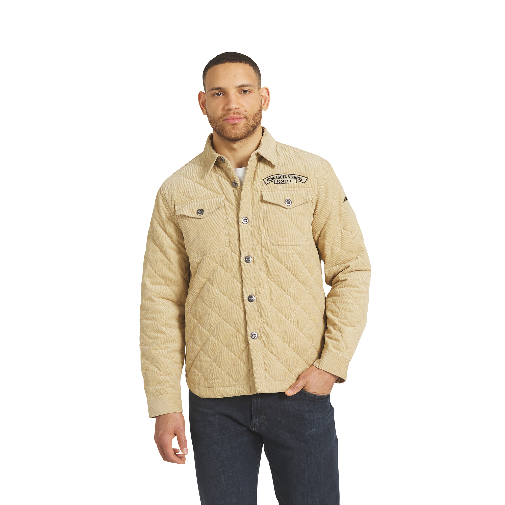 Men's Darius Rucker Collection by Fanatics Tan Minnesota Vikings Button-Up Thin-Wale Corduroy Shacket