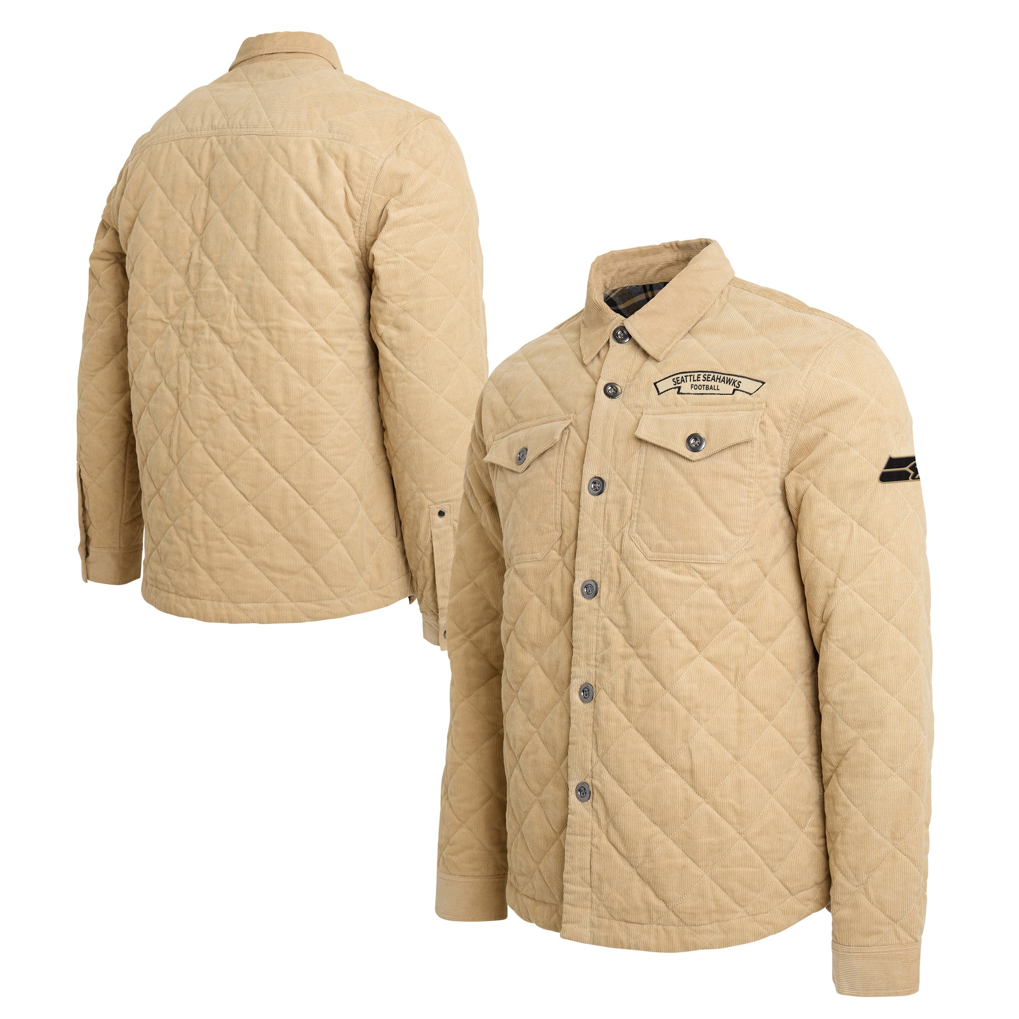 Men's Darius Rucker Collection by Fanatics Tan Seattle Seahawks Button-Up Thin-Wale Corduroy Shacket