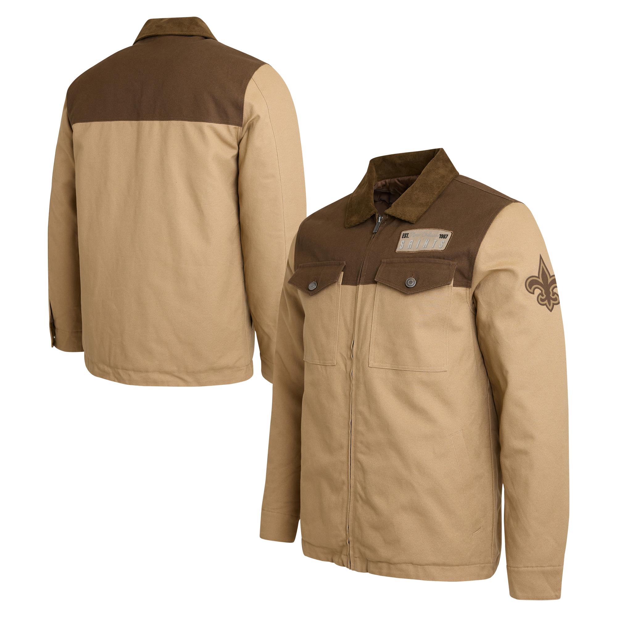 Men's Darius Rucker Collection by Fanatics Tan/Brown New Orleans Saints Full-Zip Canvas Jacket