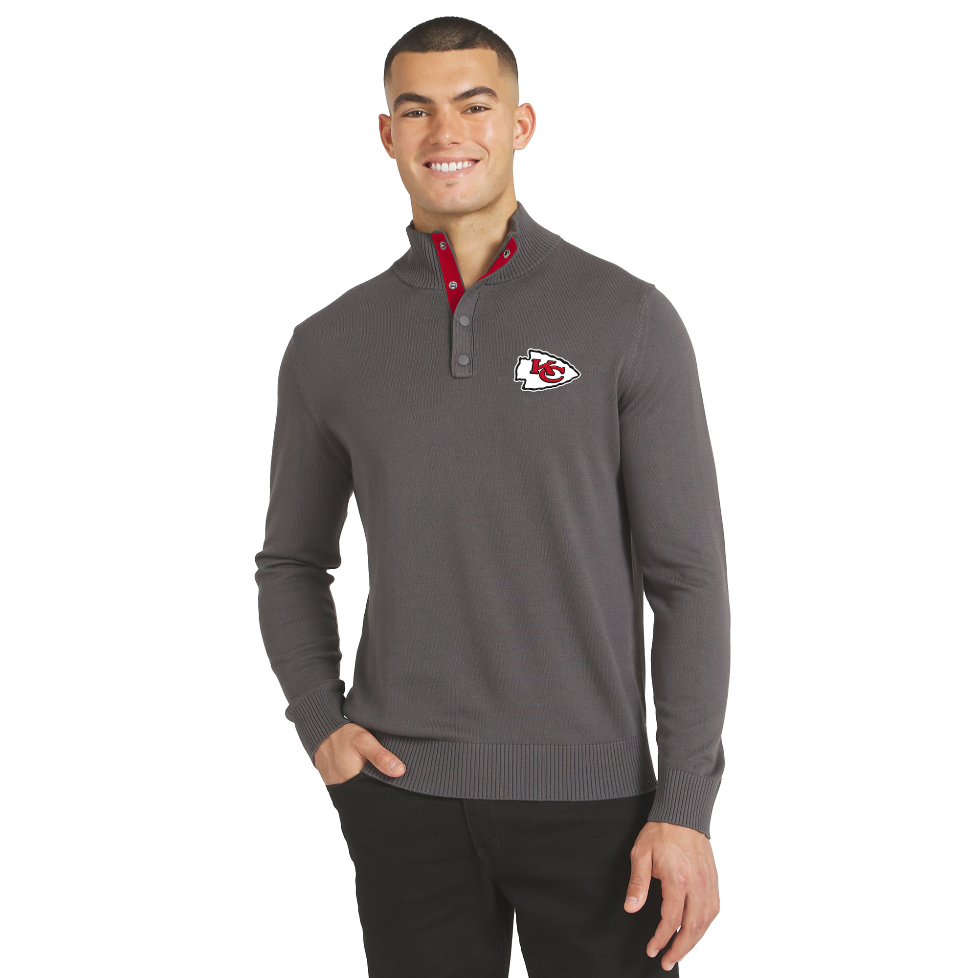 J. Palmer Men's Charcoal Kansas City Chiefs Sideline Quarter-Snap Sweater - Charcoal