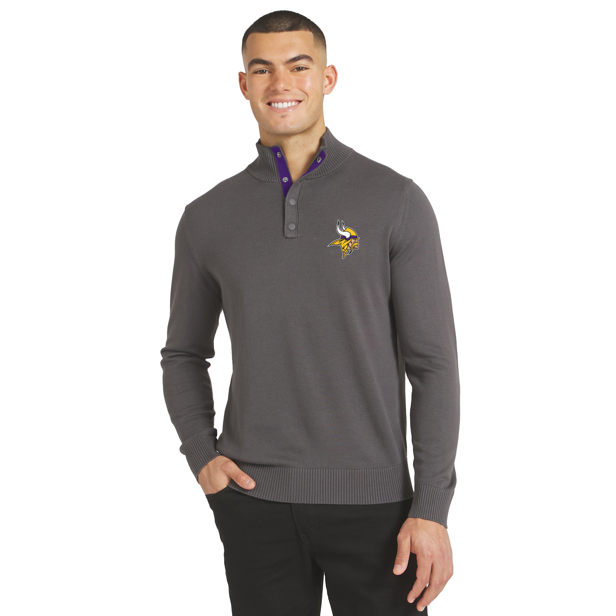 Men's J. Palmer Charcoal Minnesota Vikings Sideline Quarter-Snap Sweater