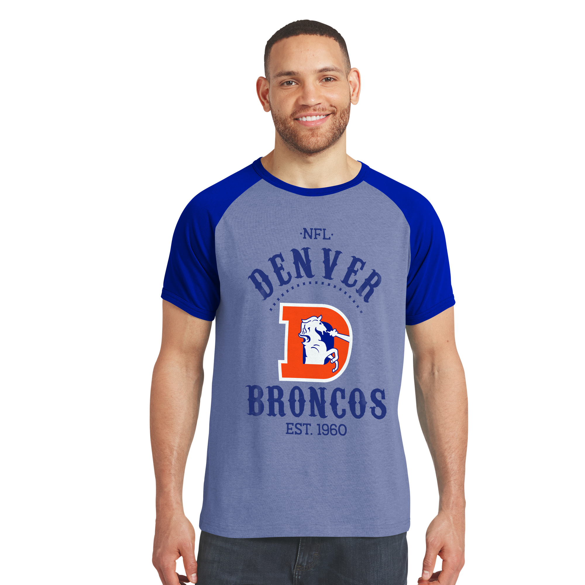 Darius Rucker Collection By Fanatics Men's Royal Denver Broncos Raglan T-Shirt - Royal, Heather Royal