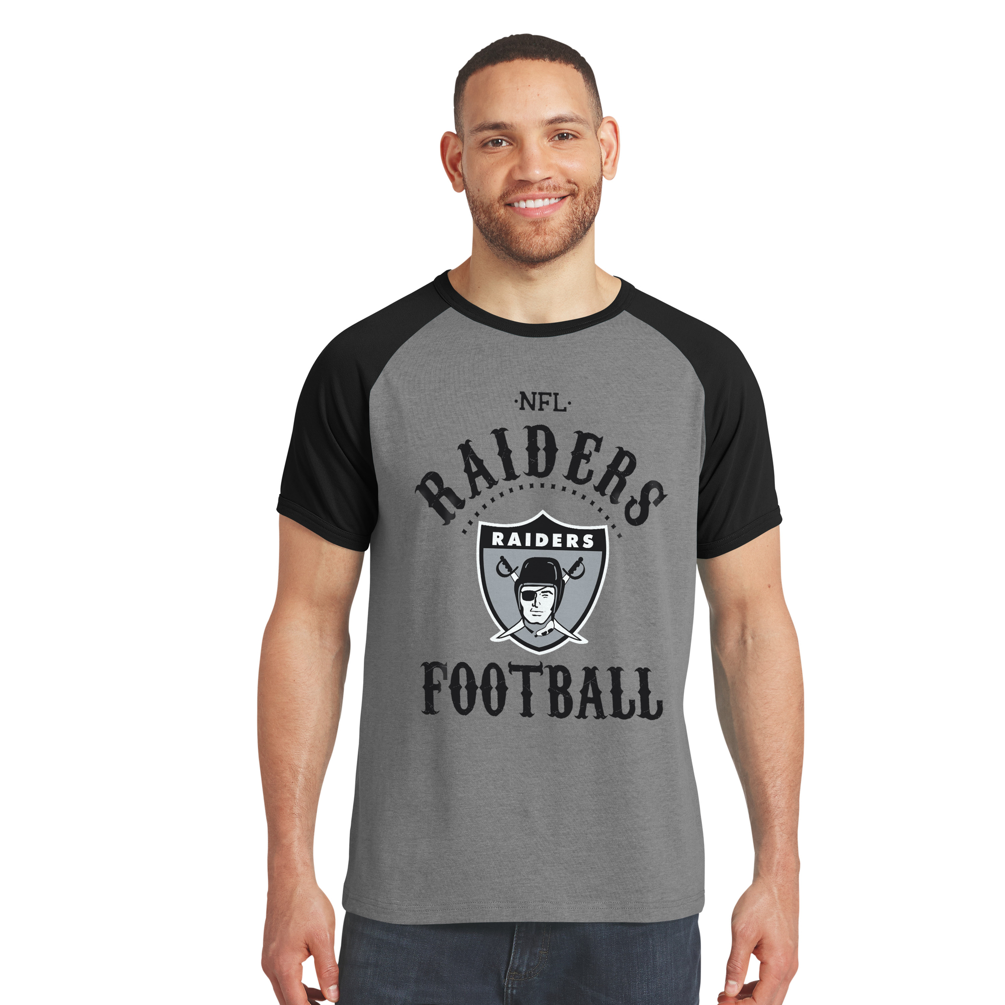 Darius Rucker Collection By Fanatics Men's Charcoal Las Vegas Raiders Raglan T-Shirt - Charcoal