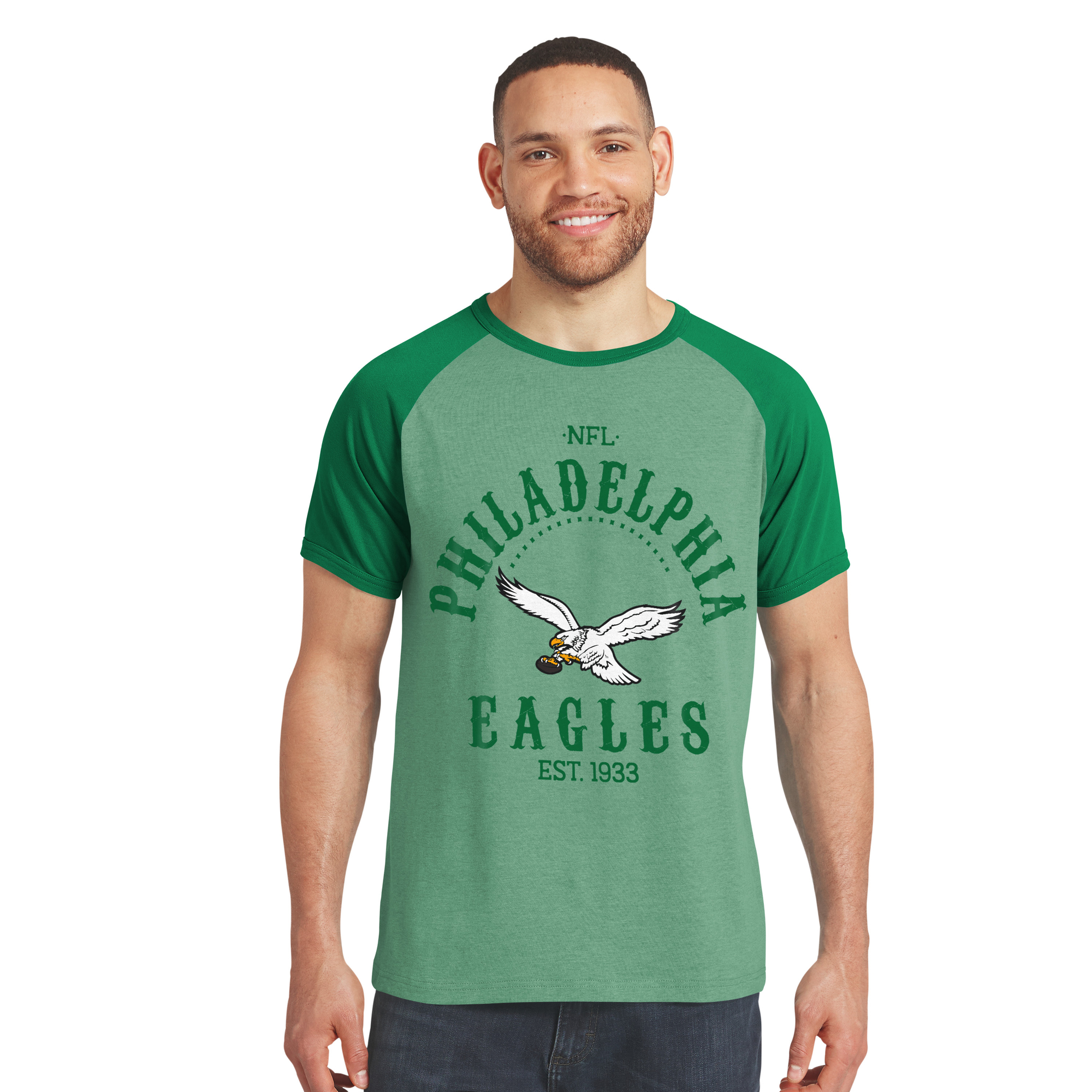 Darius Rucker Collection By Fanatics Men's Kelly Green Philadelphia Eagles Raglan T-Shirt - Kelly Green