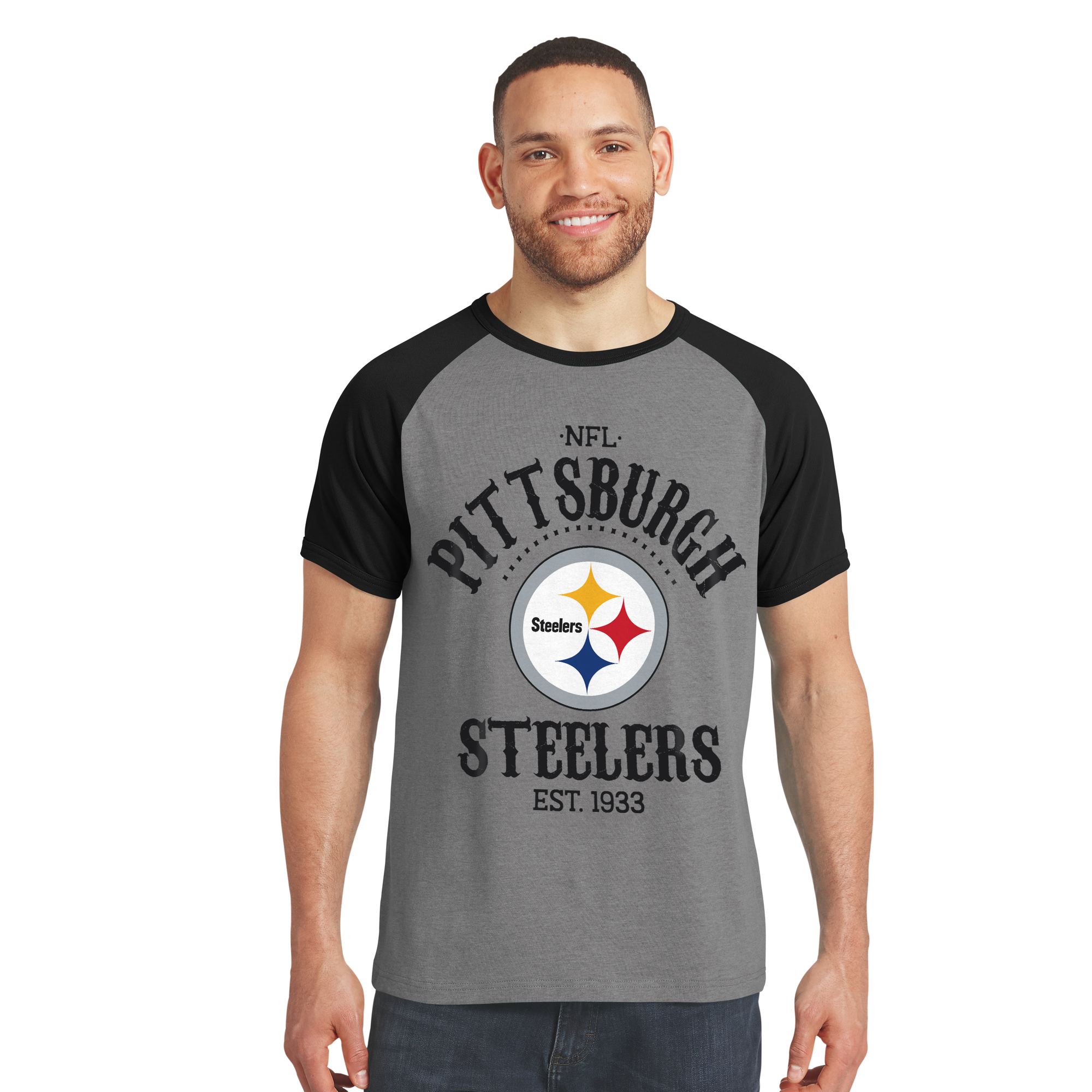 Darius Rucker Collection By Fanatics Men's Black Pittsburgh Steelers Raglan T-Shirt - Black