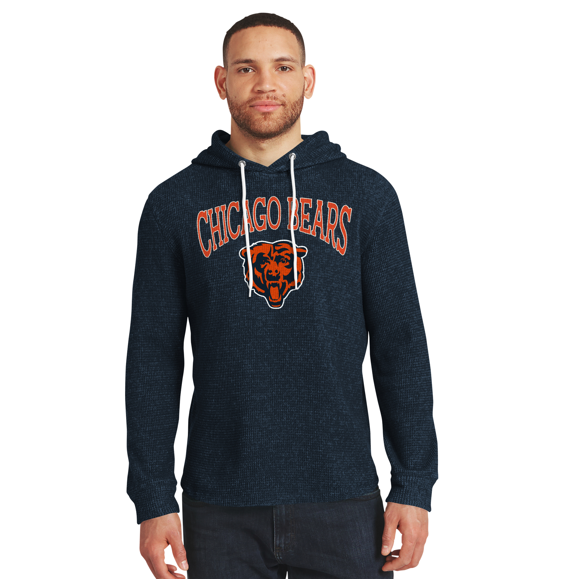 Darius Rucker Collection By Fanatics Men's Navy Chicago Bears Waffle Knit Hooded Tri-Blend Long-Sleeve Sweatshirt - Navy