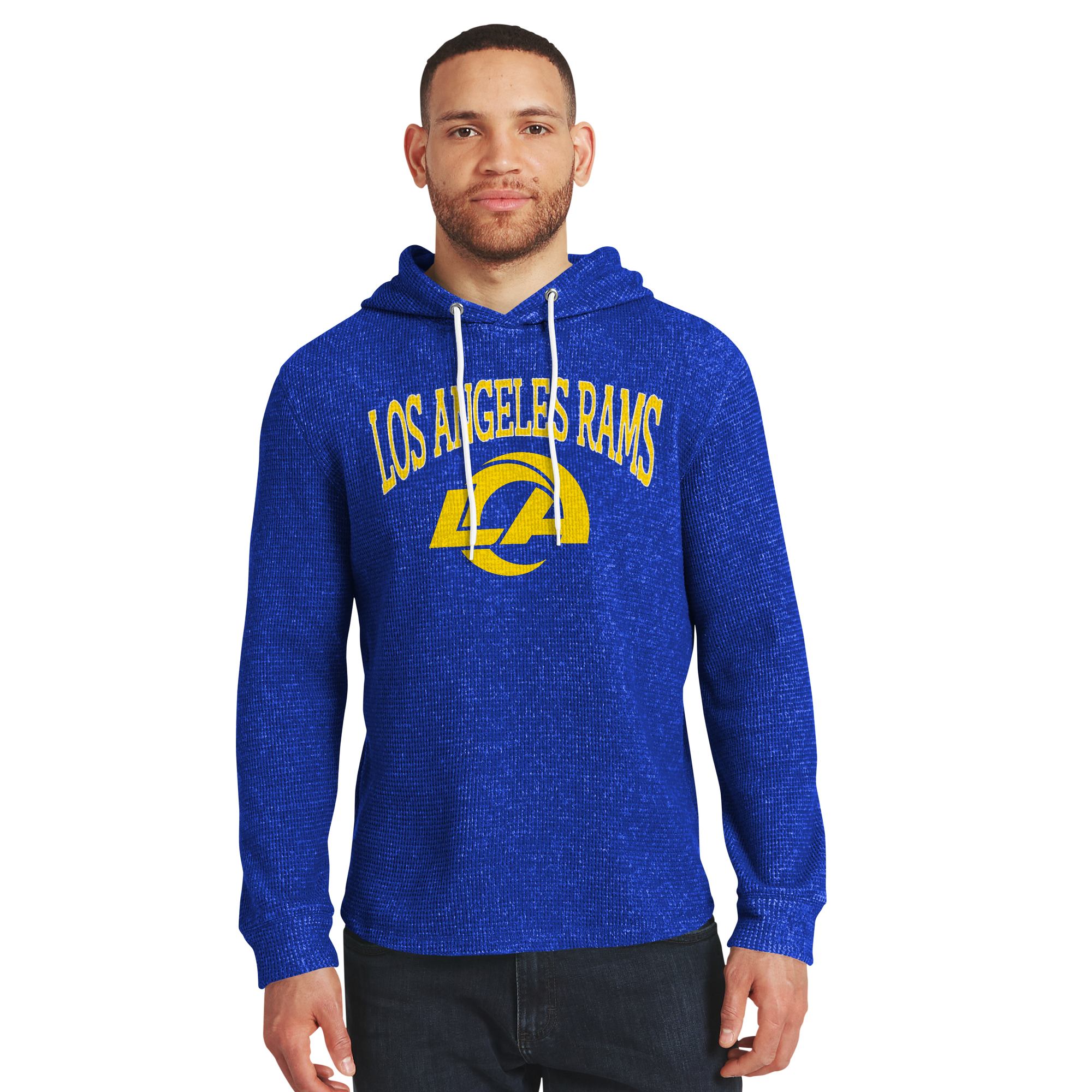 Men's Darius Rucker Collection by Fanatics Royal Los Angeles Rams Waffle Knit Hooded Tri-Blend Long Sleeve T-Shirt