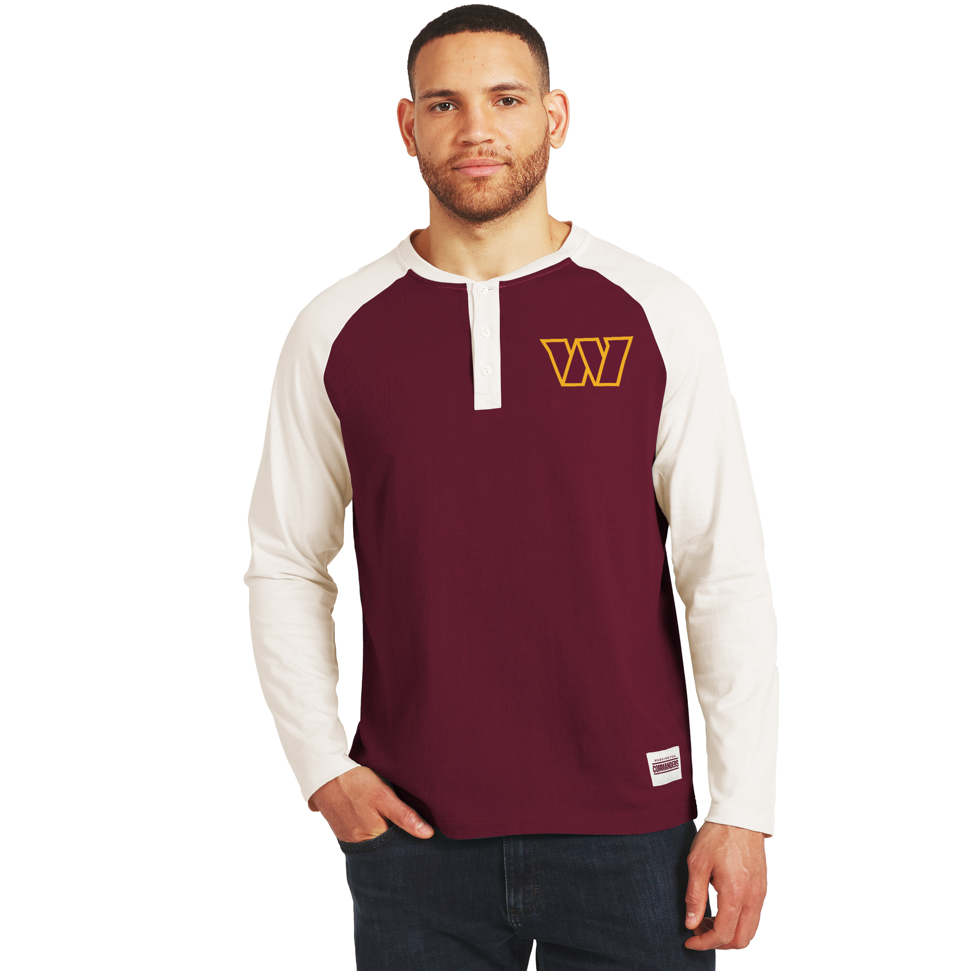 Men's Darius Rucker Collection by Fanatics Burgundy/Cream Washington Commanders Henley Long Sleeve T-Shirt