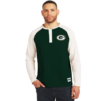 Men's Darius Rucker Collection by Fanatics Green/Cream Green Bay Packers Henley Long Sleeve T-Shirt