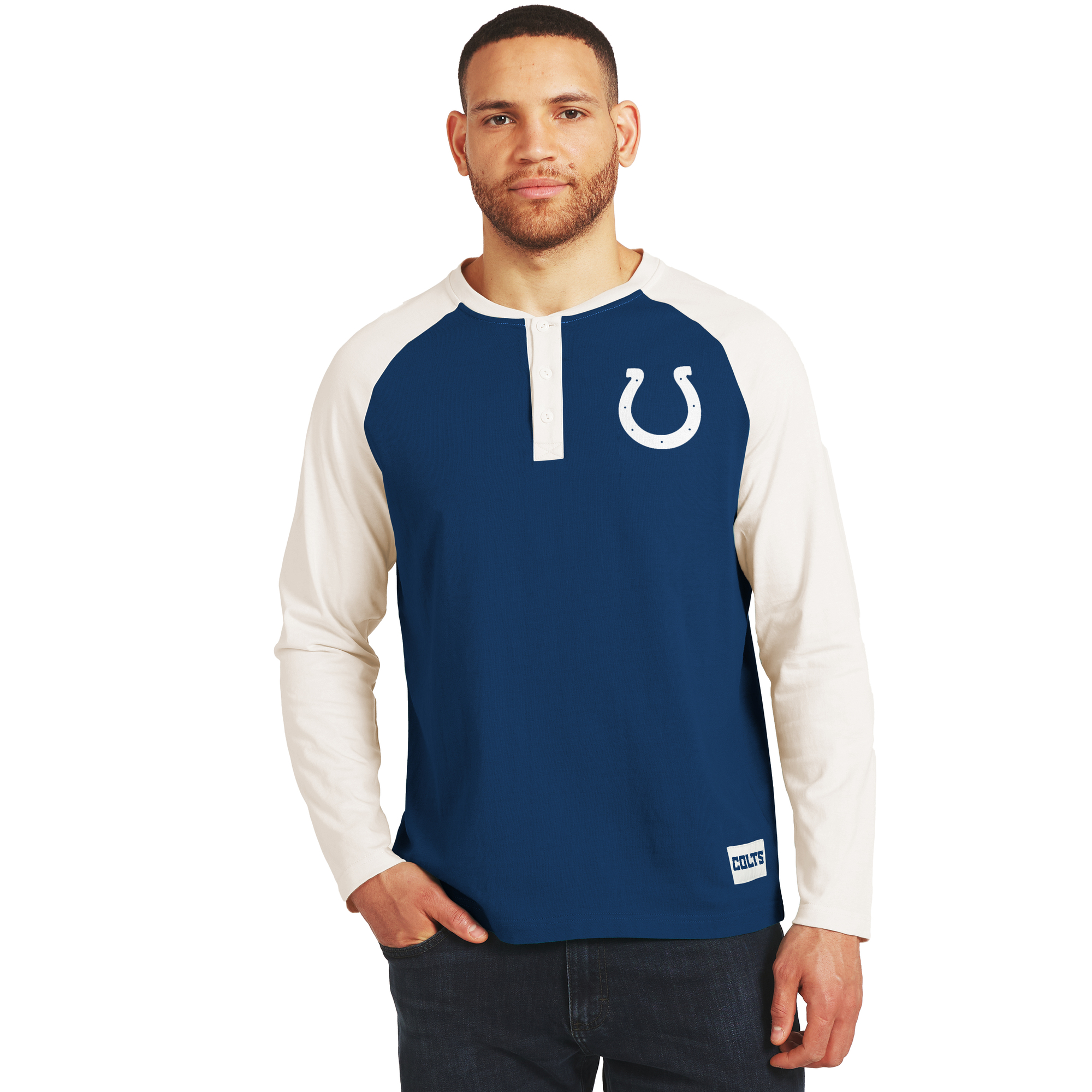 Men's Darius Rucker Collection by Fanatics Royal/Cream Indianapolis Colts Henley Long Sleeve T-Shirt