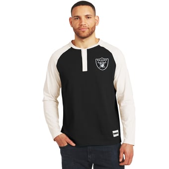 Men's Darius Rucker Collection by Fanatics Black/Cream Las Vegas Raiders Henley Long Sleeve T-Shirt