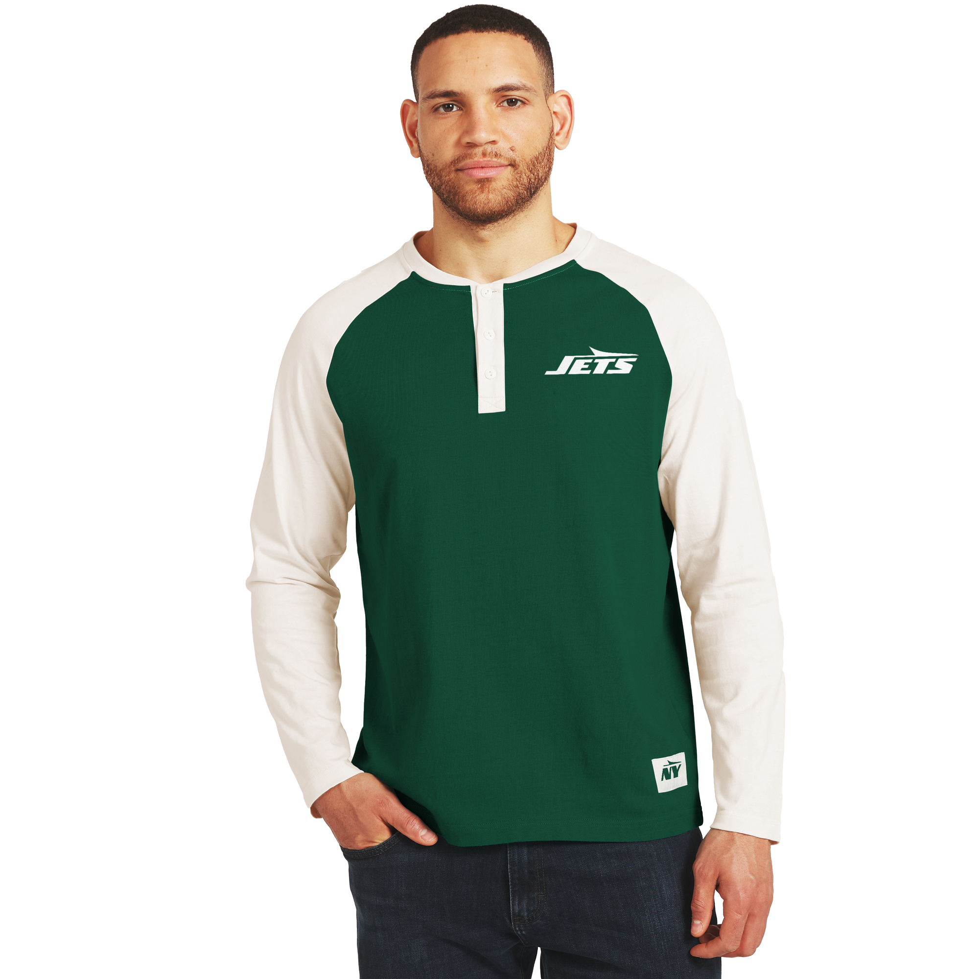 Men’s Darius Rucker Collection by Fanatics Green/Cream New York Jets Henley Long Sleeve T-Shirt Men’s Darius Rucker Collection by Fanatics Green/Cream New York Jets Henley Long Sleeve T-Shirt