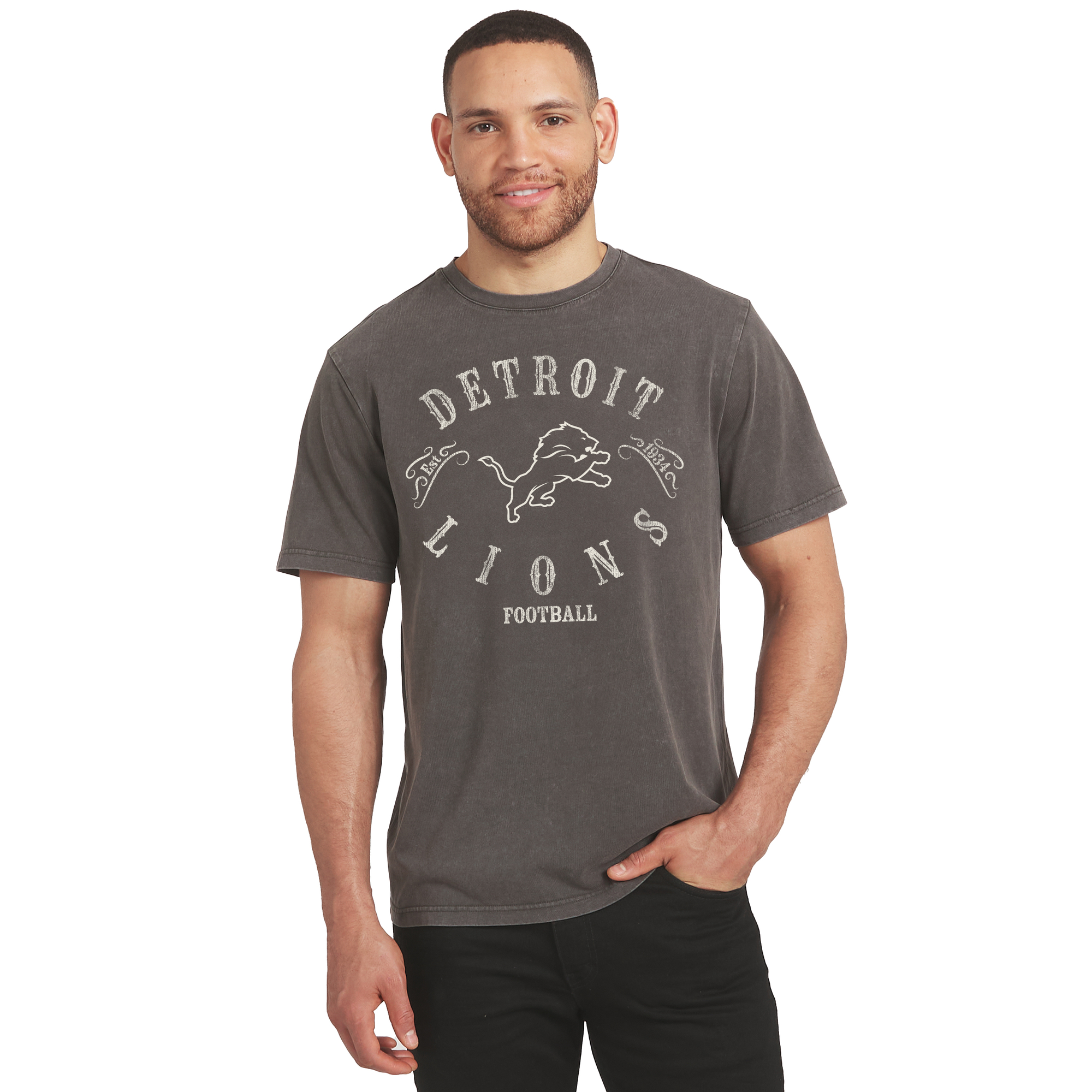 Men's Darius Rucker Collection by Fanatics Charcoal Detroit Lions Washed T-Shirt