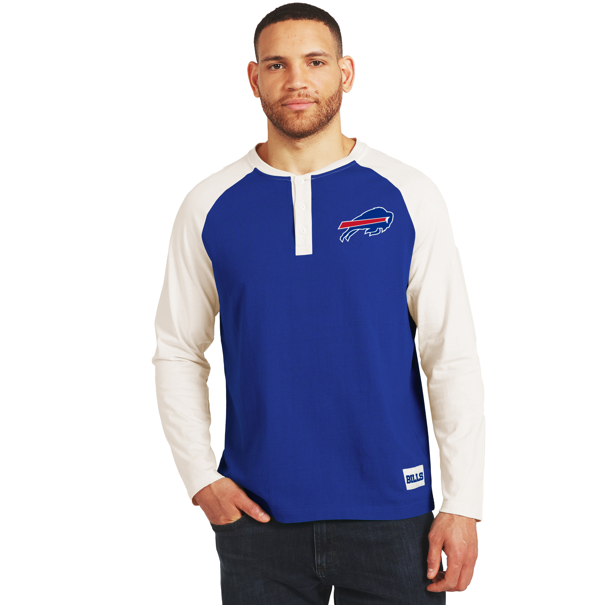 Men's Darius Rucker Collection by Fanatics Royal/Cream Buffalo Bills Henley Long Sleeve T-Shirt