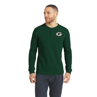 Men's Darius Rucker Collection by Fanatics  Green Green Bay Packers Waffle-Knit Henley Long Sleeve T-Shirt