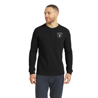 Men's Darius Rucker Collection by Fanatics  Black Las Vegas Raiders Waffle-Knit Henley Long Sleeve T-Shirt