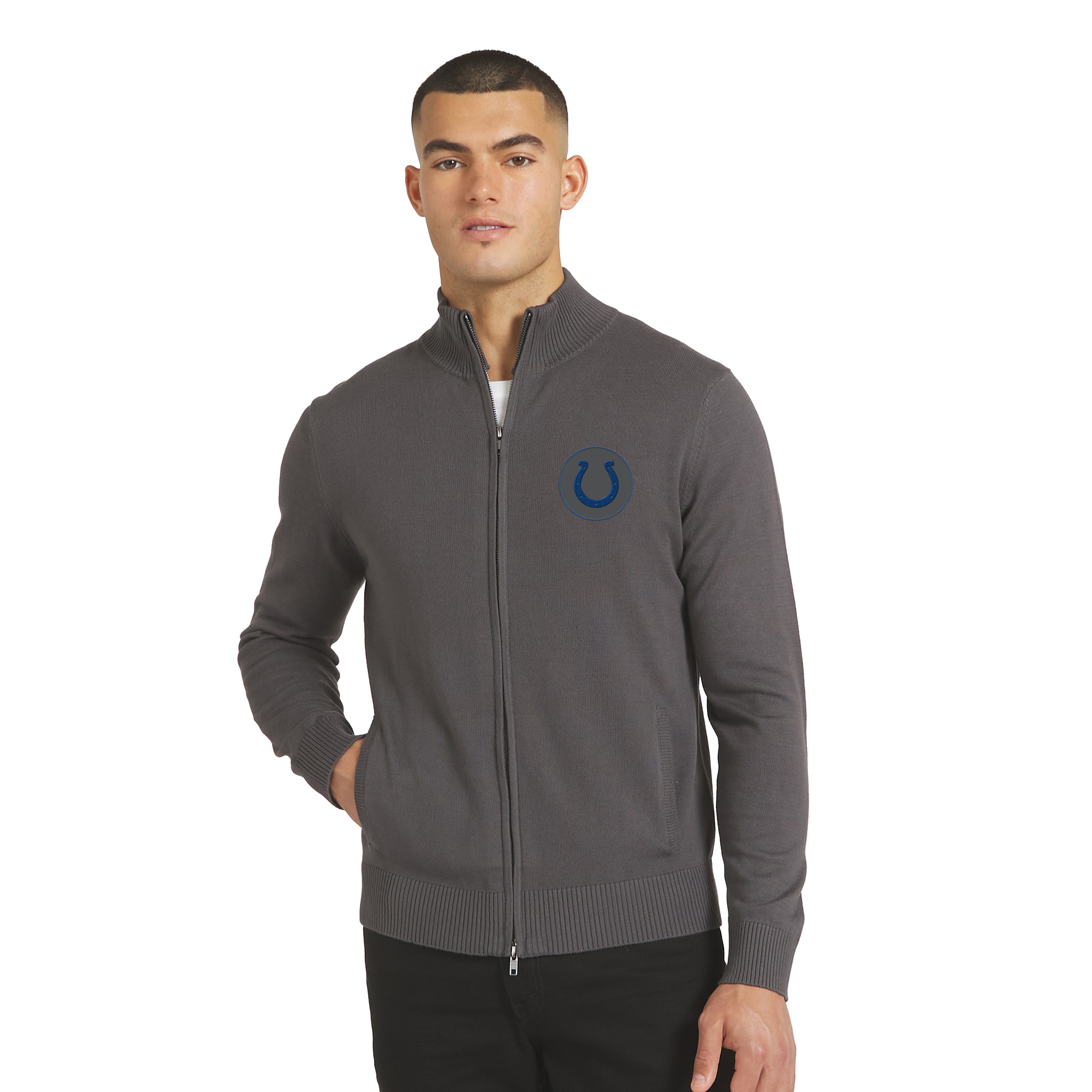 Men's J. Palmer Charcoal Indianapolis Colts All-Season Full-Zip Sweater