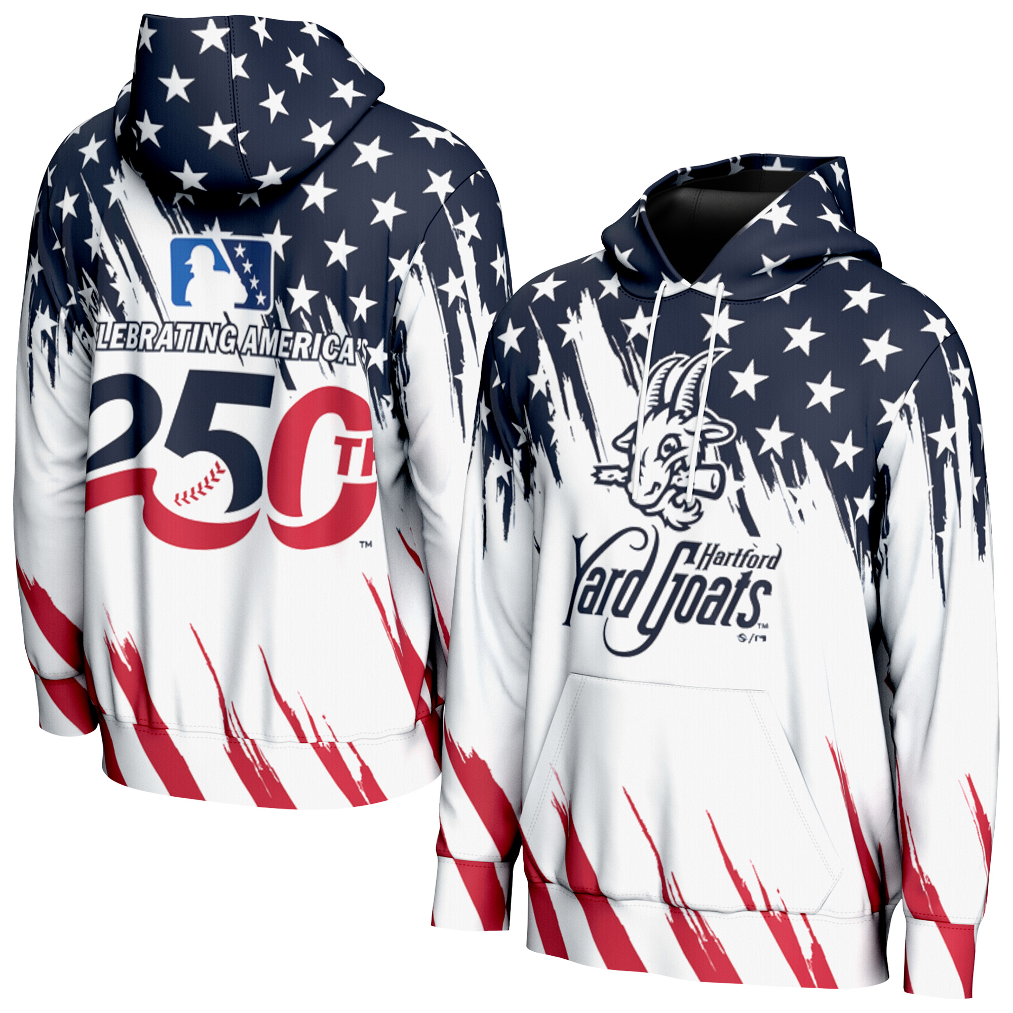 Youth ProSphere White Hartford Yard Goats Lightweight 250 Americana Hoodie Youth ProSphere White Hartford Yard Goats Lightweight 250 Americana Hoodie