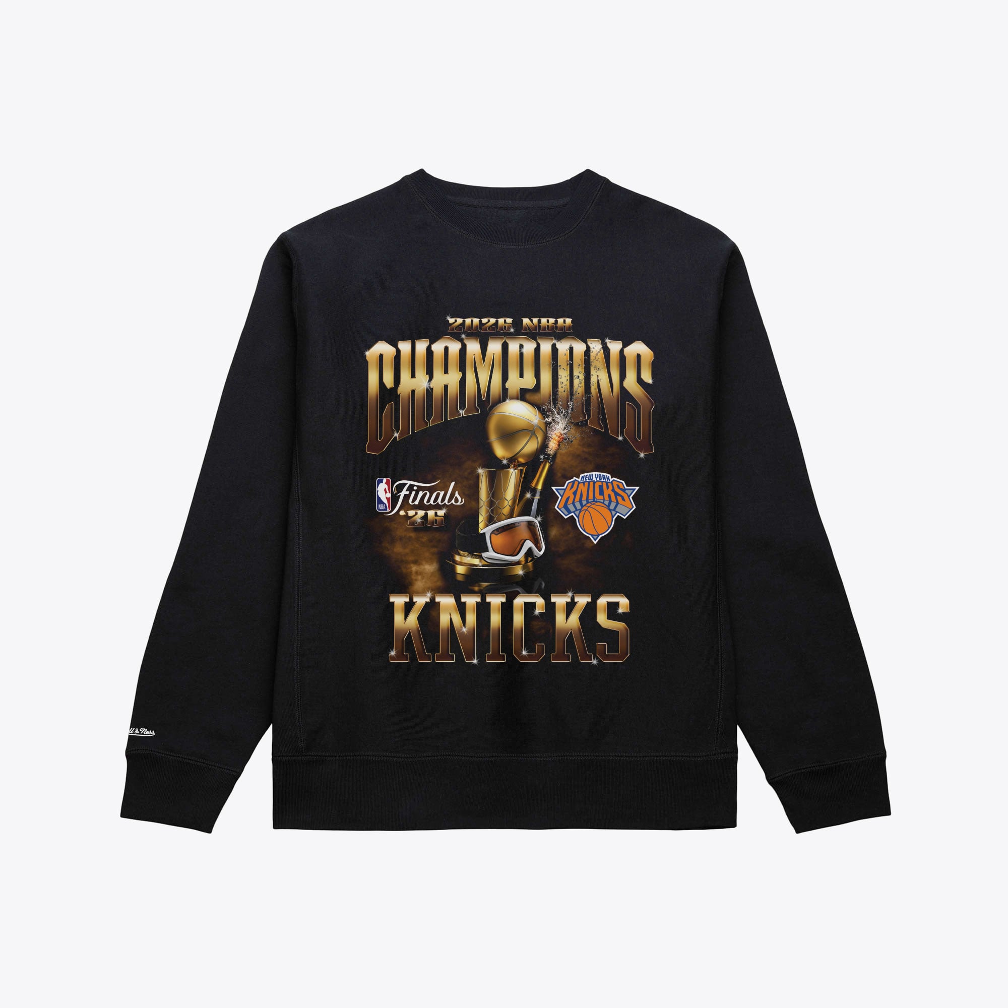 Men's Mitchell & Ness Black New York Knicks 2026 NBA Finals Champions Crewneck Sweatshirt
