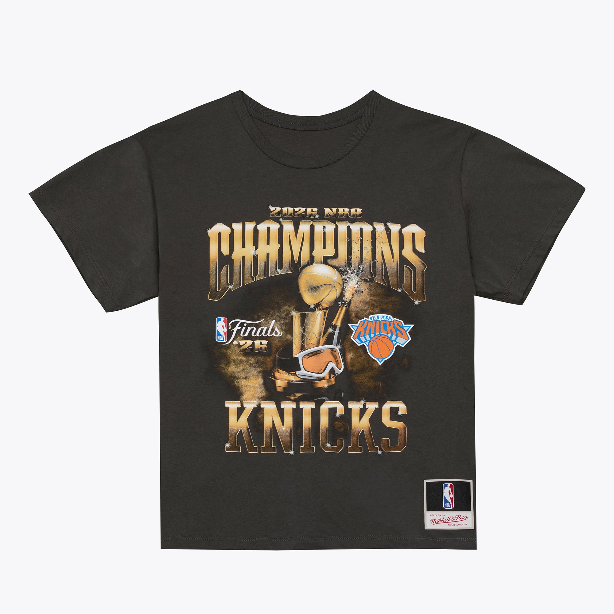 Women's Mitchell & Ness Vintage Black New York Knicks 2026 NBA Finals Champions Boxy T-Shirt