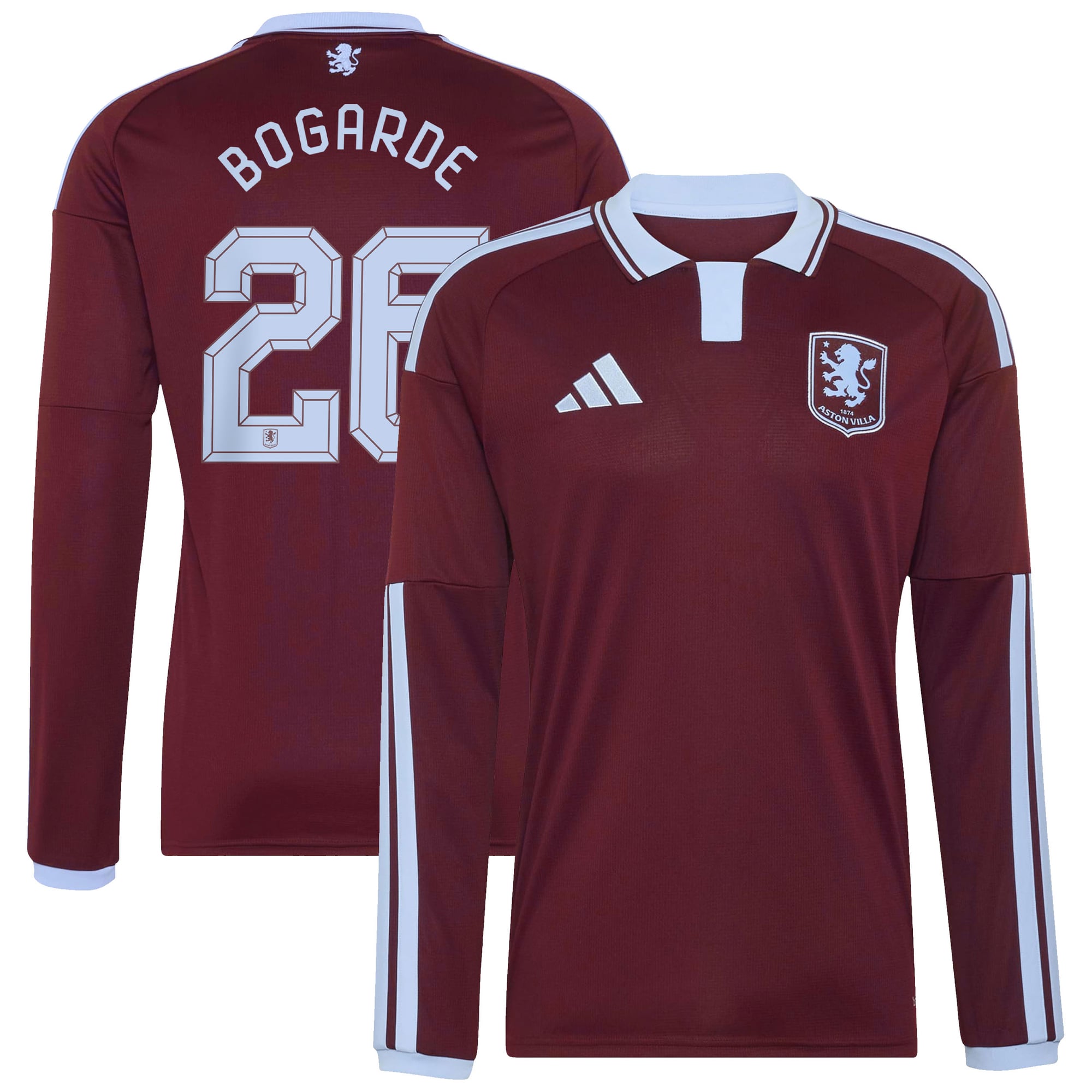 Camiseta adidas de la 1ª equipación del Aston Villa 2026-27 - Manga larga Dorsal de la Copa Bogarde 26