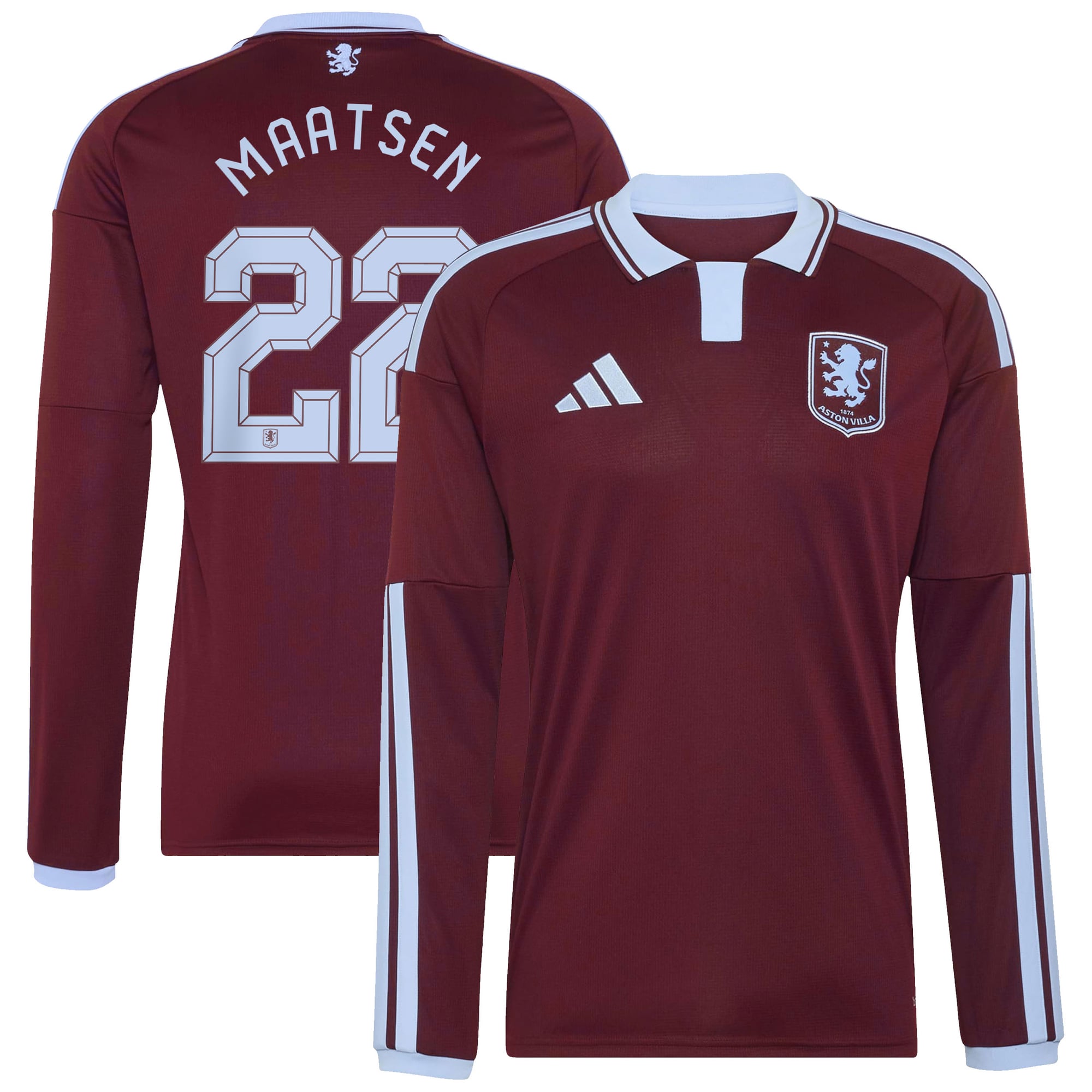 Camiseta adidas de la 1ª equipación del Aston Villa 2026-27 - Manga larga Dorsal de la Copa Maatsen 22