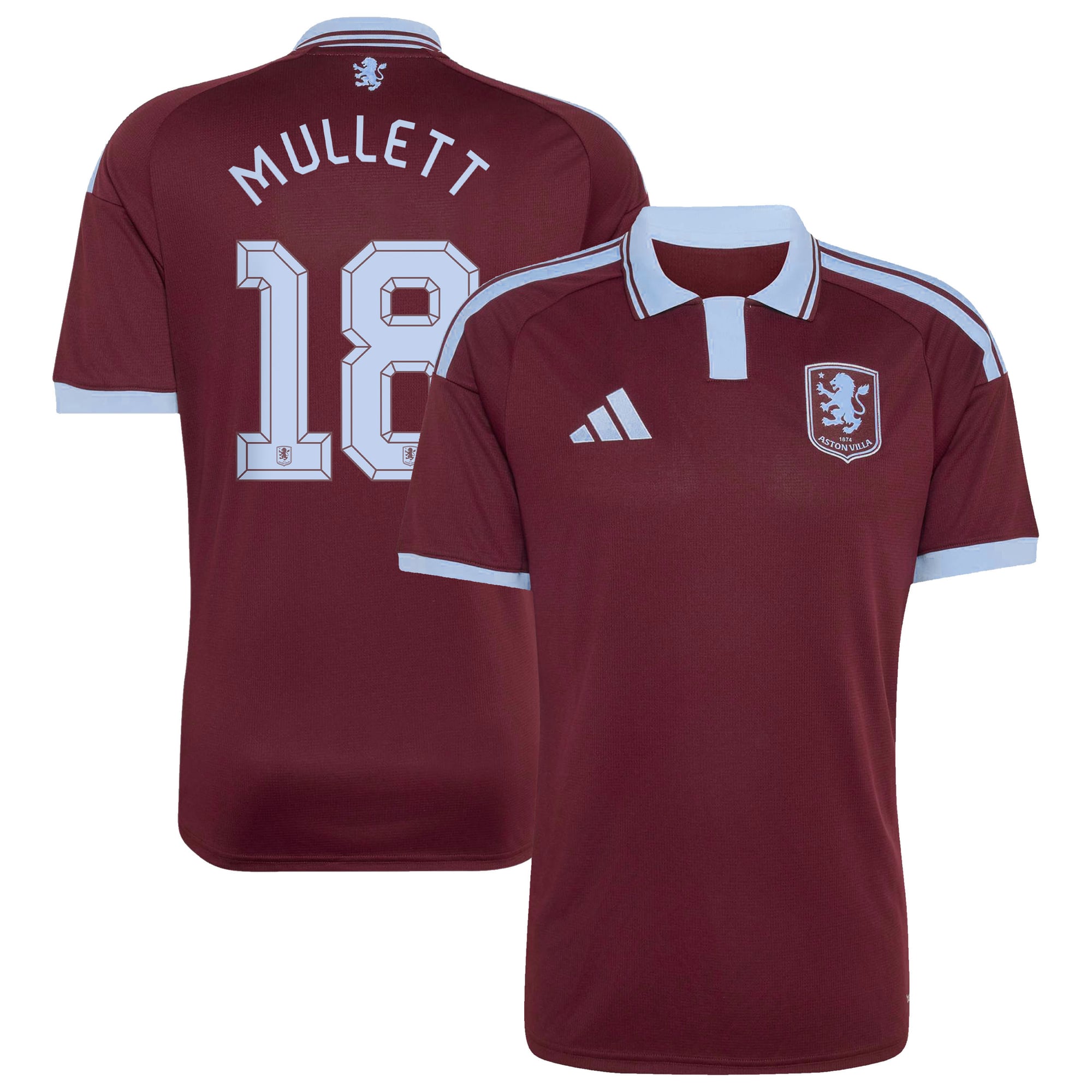 Camiseta adidas de la 1ª equipación del Aston Villa 2026-27 Dorsal de la Copa Mullett 18