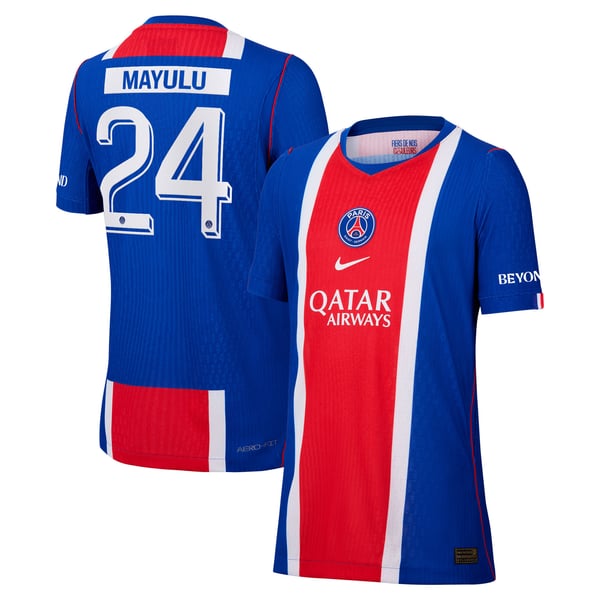 Maillot Domicile Match PSG Nike Aero-FIT 26/27 - Enfant - Flocage Coupe Mayulu 24