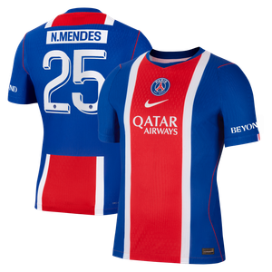 Maillot Domicile Match PSG Nike Aero-FIT 26/27 - Flocage Coupe N. Mendes 25, vue 2