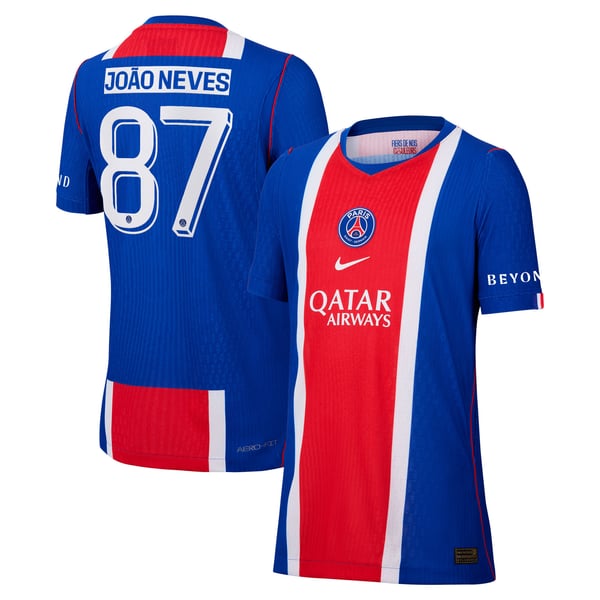 Maillot Domicile Match PSG Nike Aero-FIT 26/27 - Enfant - Flocage Coupe João Neves 87