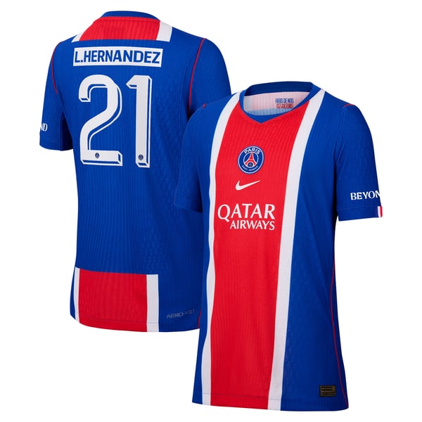 Maillot Domicile Match PSG Nike Aero-FIT 26/27 - Enfant - Flocage Coupe L. Hernandez 21