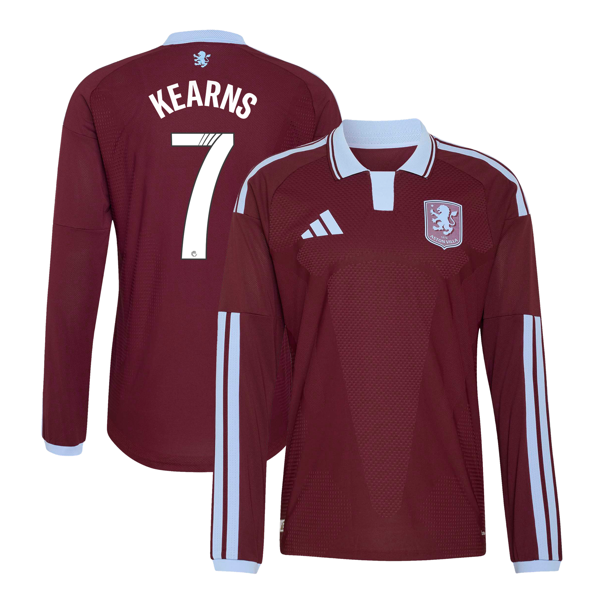 Camiseta adidas WSL Autentica de la 1ª equipación del Aston Villa 2026-27 - Manga larga con dorsal Kearns 7