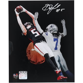 Drake London Atlanta Falcons Autographed 8" x 10" Touchdown Catch Spotlight Photograph