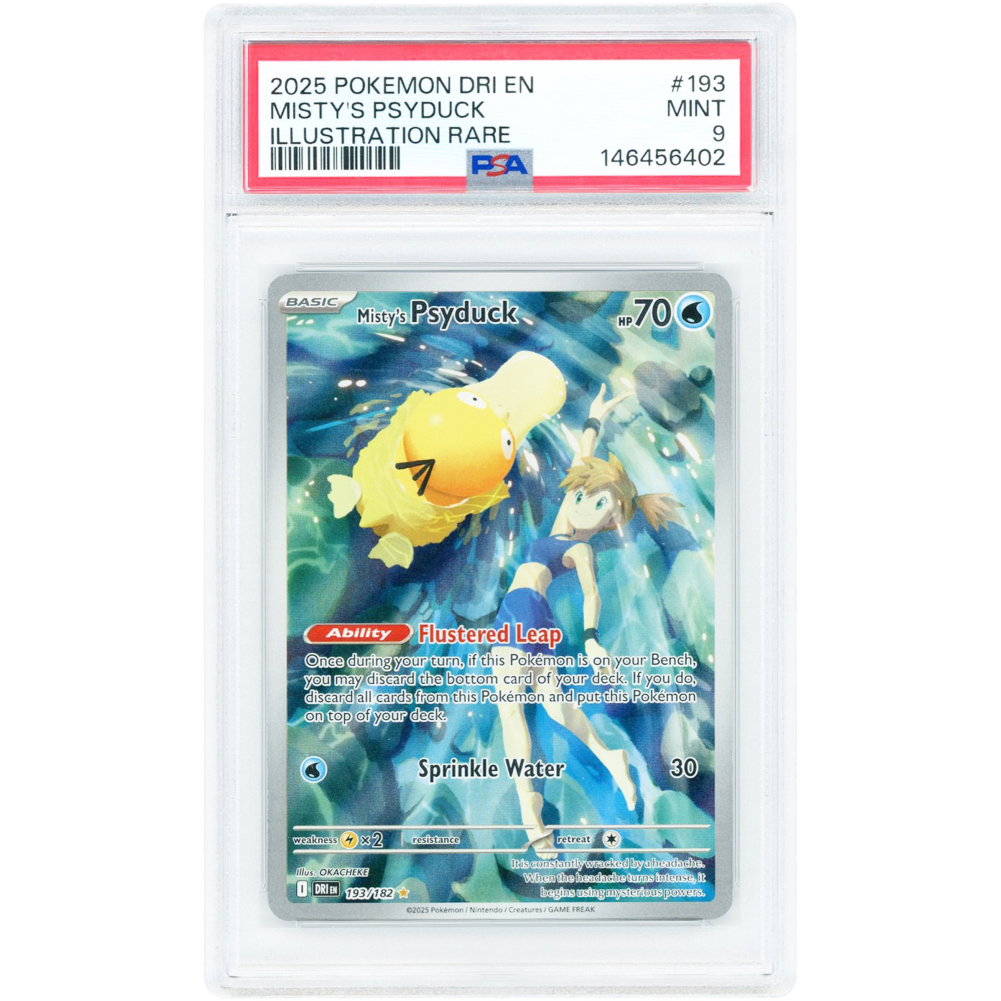Misty's Psyduck 2025 Pokemon Destined Rivals Illustration Rare #193 PSA Authenticated 9 Card