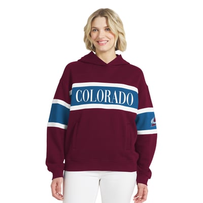 Women's WEAR by Erin Andrews  Burgundy Colorado Avalanche Colorblock Stripe Hoodie