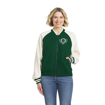 Women's WEAR by Erin Andrews Green/White Minnesota Wild Fleece Varsity Full-Zip Jacket