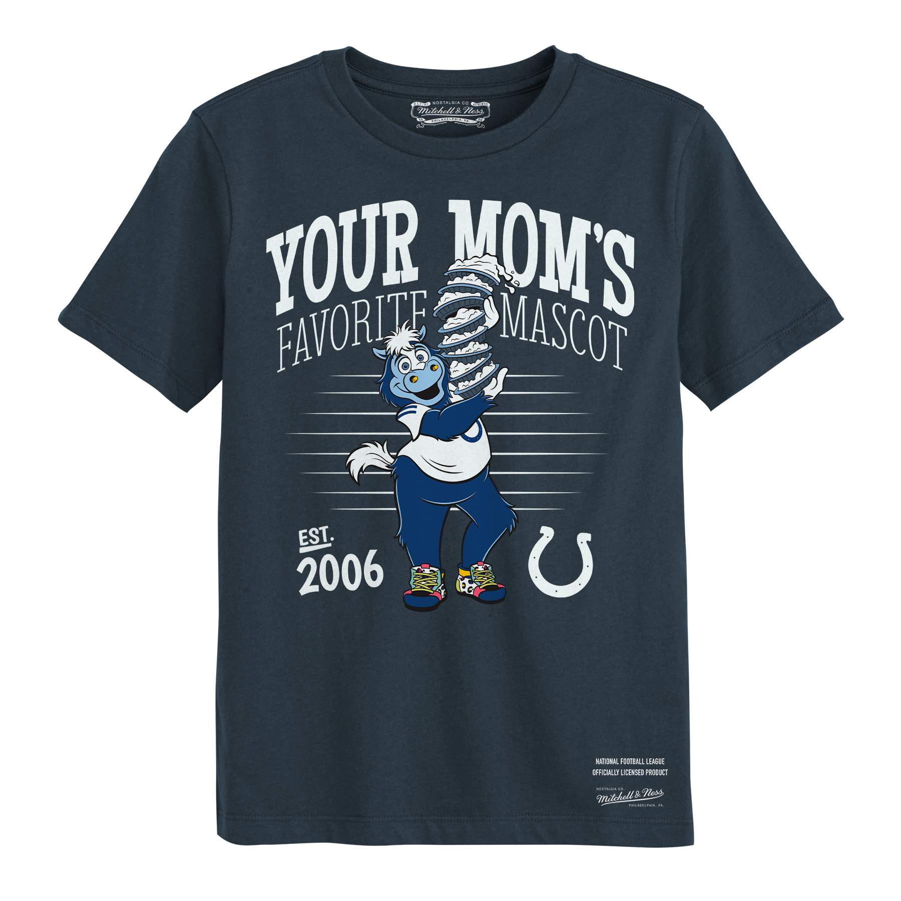 Preschool Mitchell & Ness Charcoal Indianapolis Colts Mascot Pie Stack T-Shirt