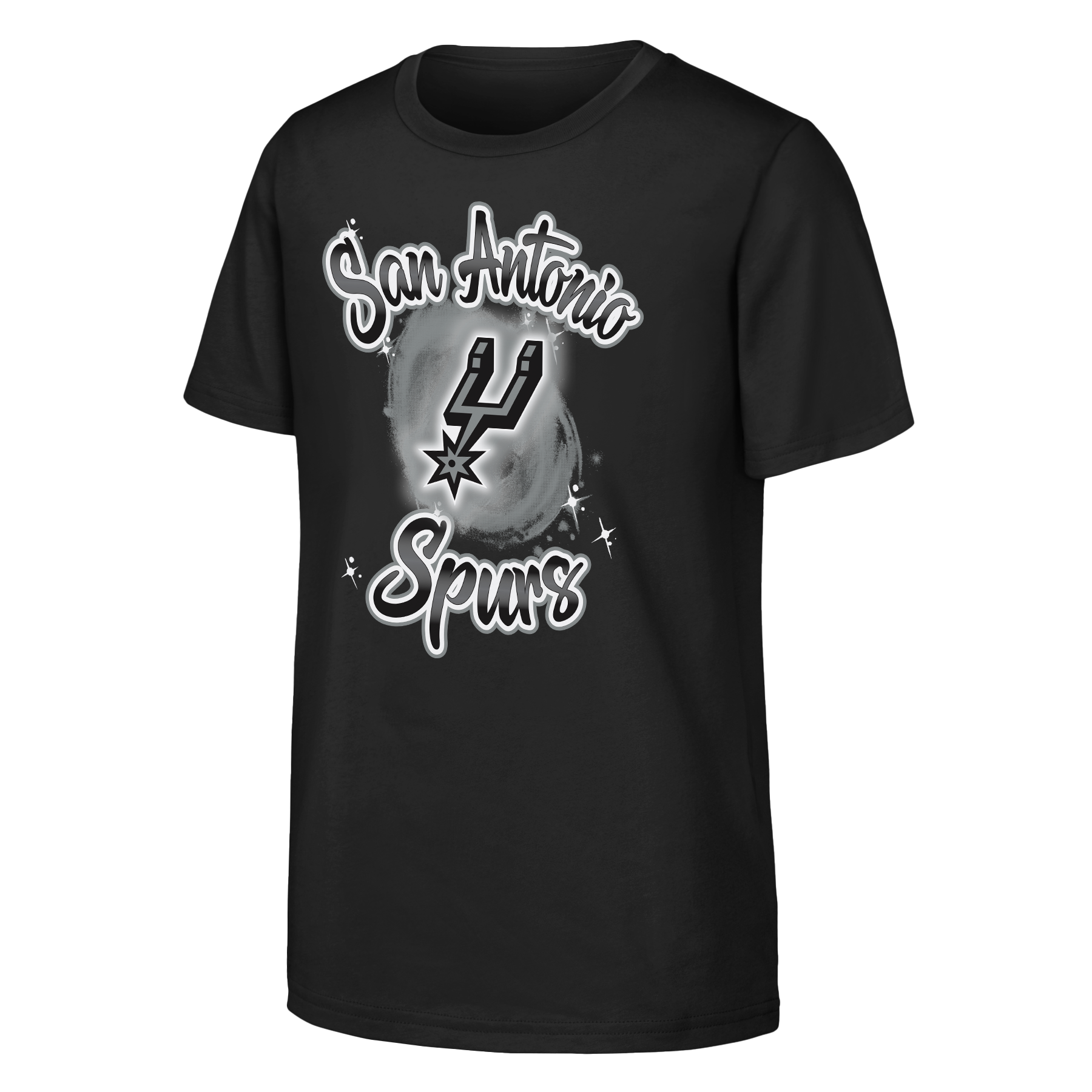 Youth Outerstuff Black San Antonio Spurs Air Brush T-Shirt