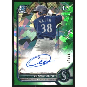 2022 Bowman Chrome Prospect Autographs Green Atomic Refractors #CPACW Charlie Welch