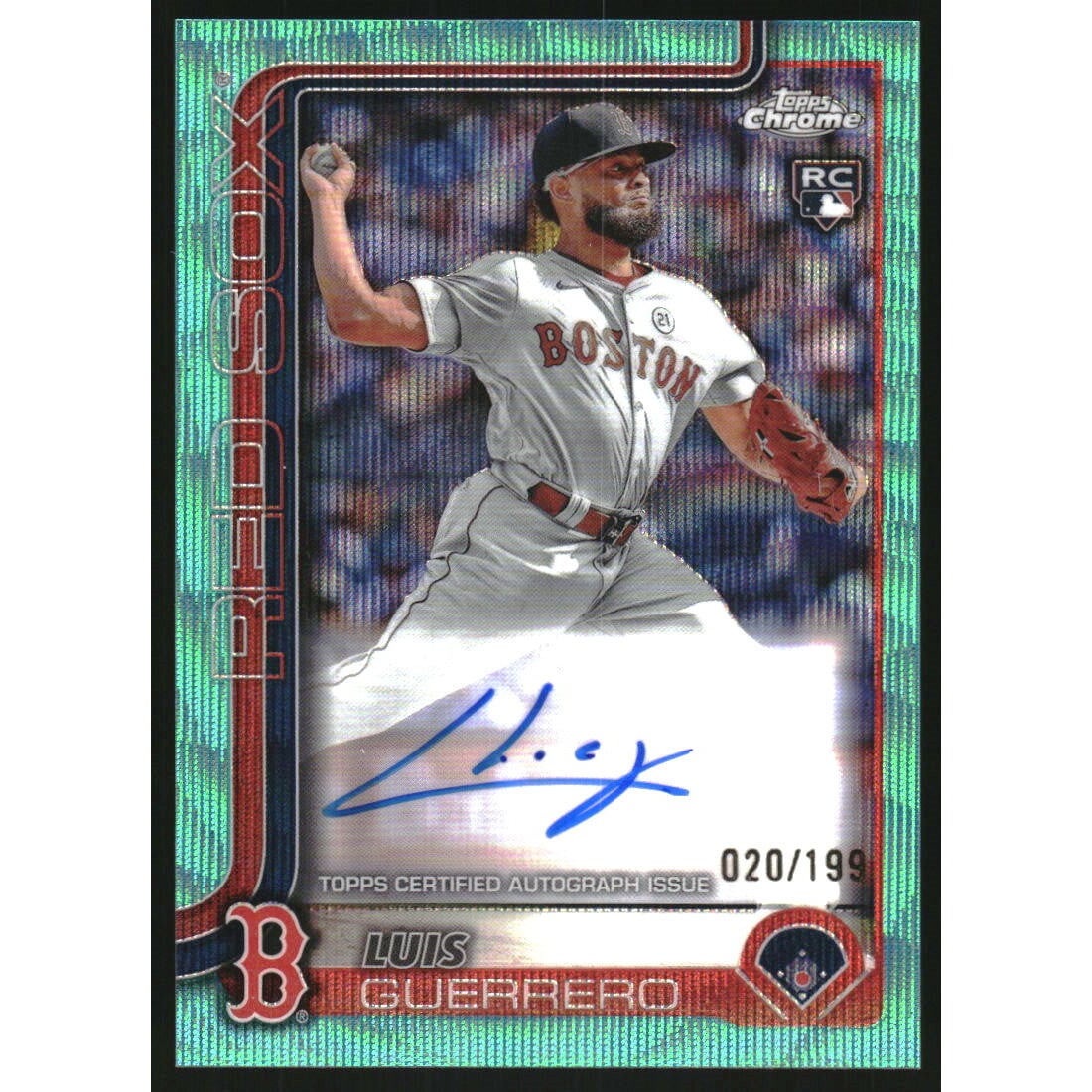 2025 Topps Chrome Rookie Autographs Aqua Wave Refractors #RALGU Luis Guerrero. rookie card picture
